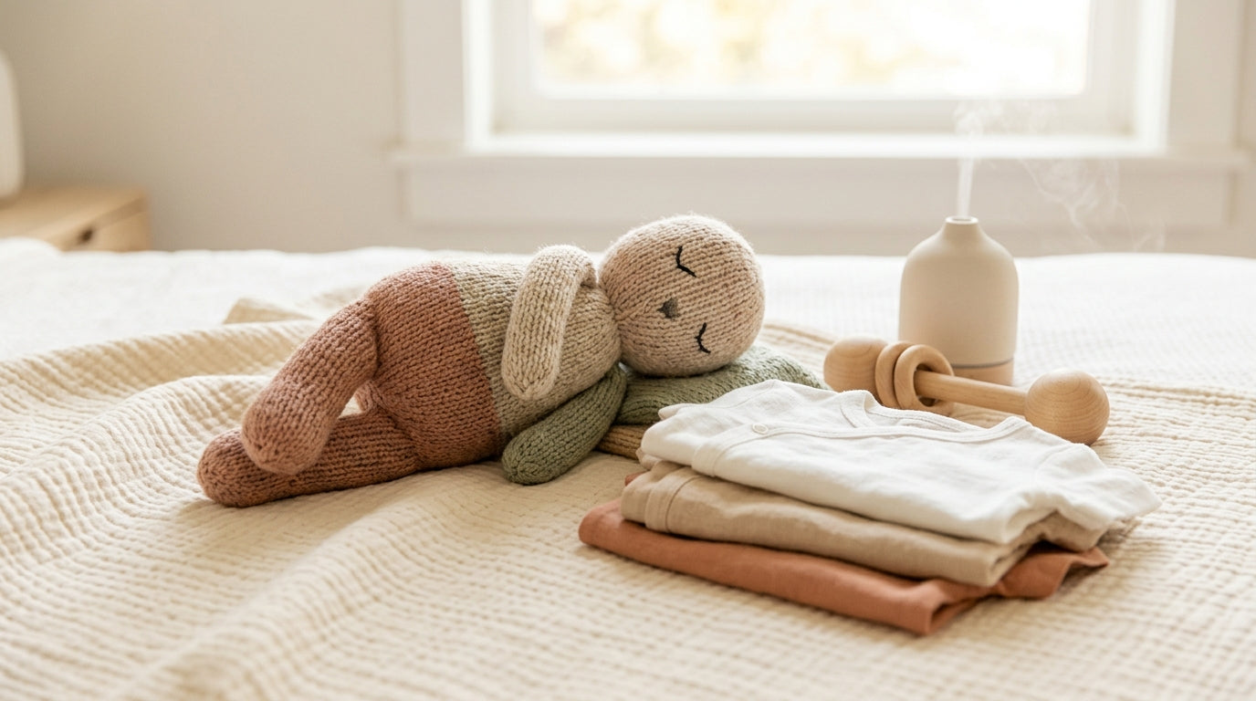 Toddler staring at a bright tablet screen in a dark bedroom