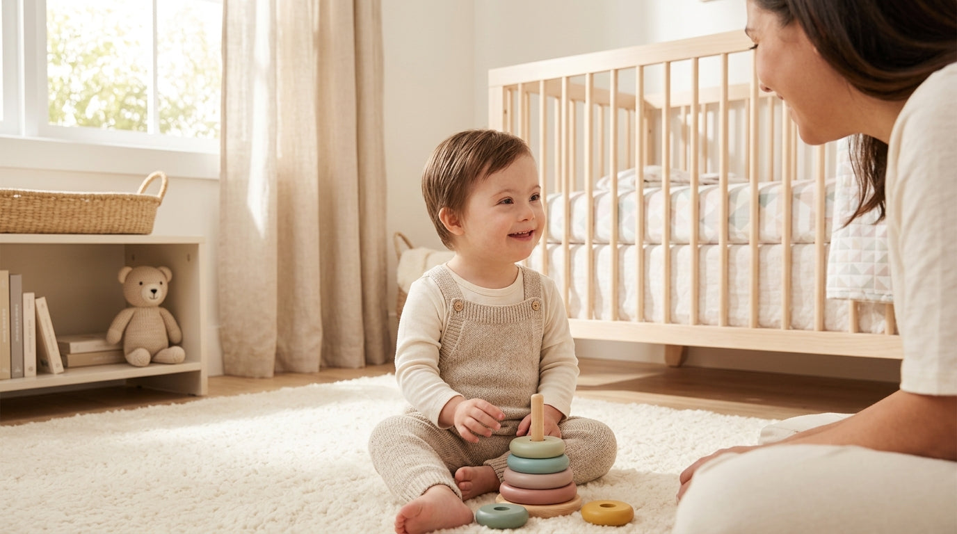 Mom adjusting the straps on a newborn with low muscle tone in a car seat