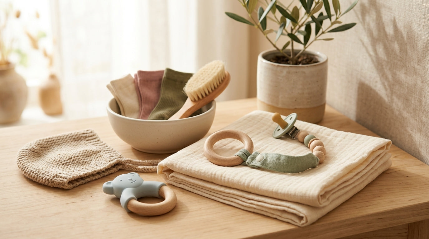 A tired mom holding a cold coffee mug next to a baby watching a bright screen.