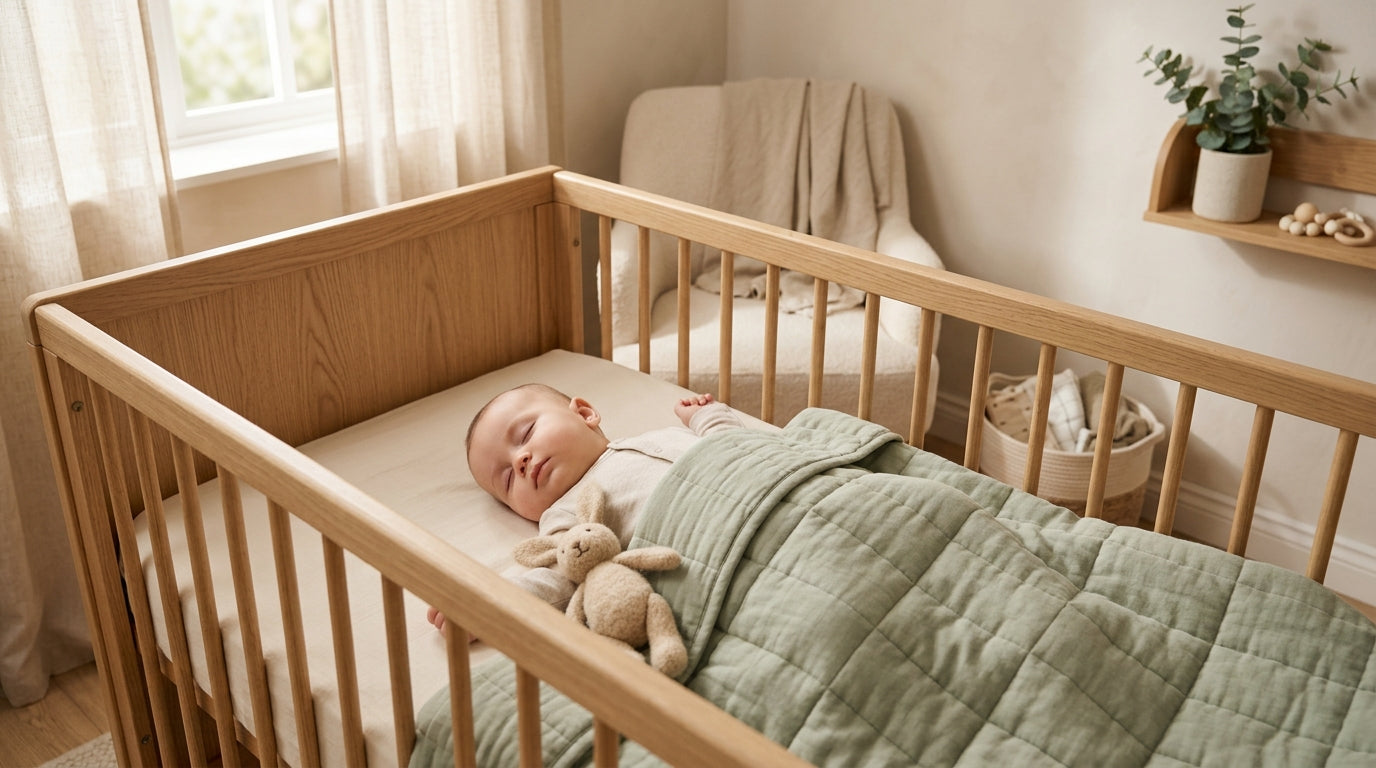 Tired father holding twin babies while looking exhausted in a dark nursery