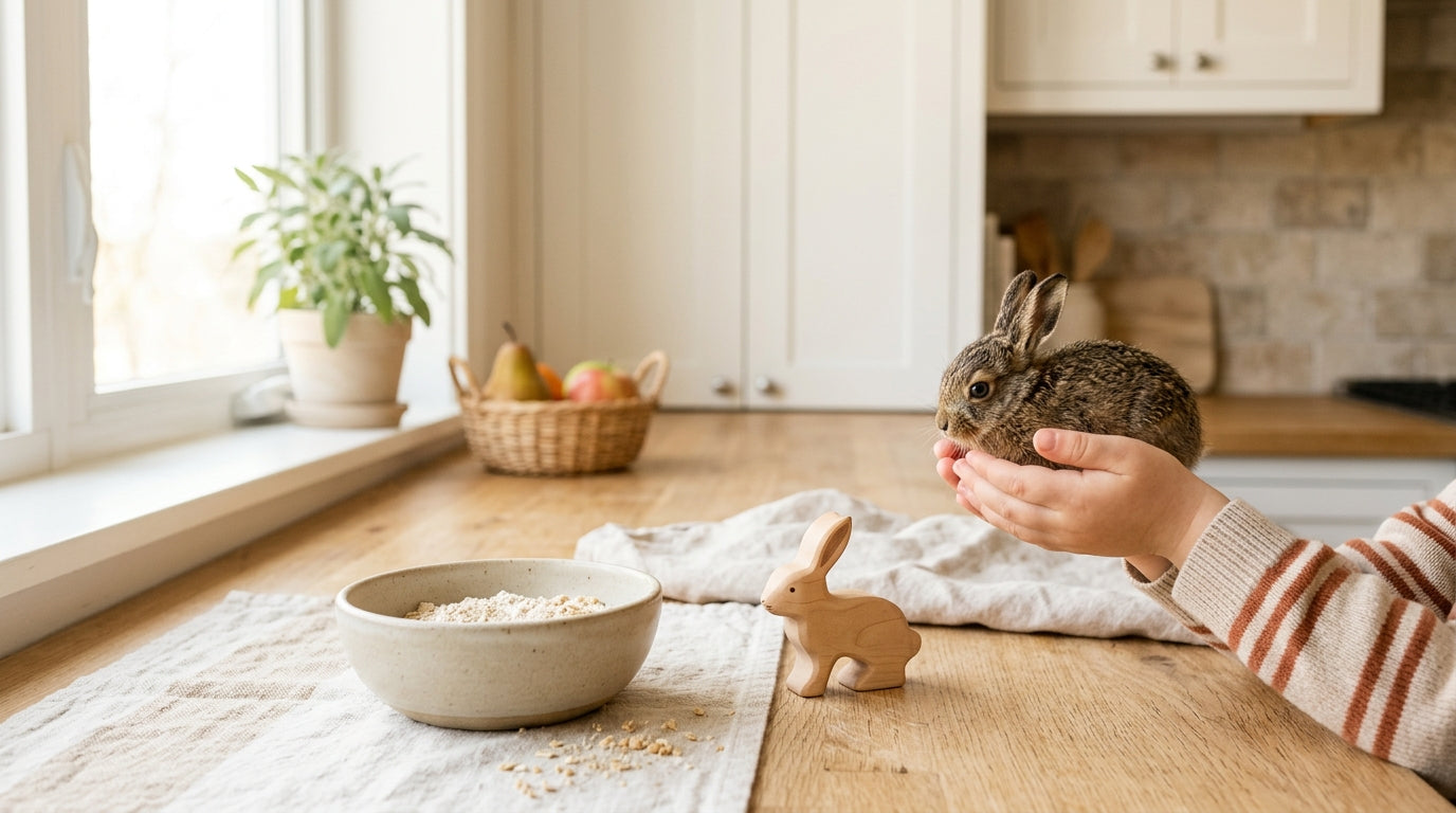A toddler sitting in tall spring grass looking at wildlife