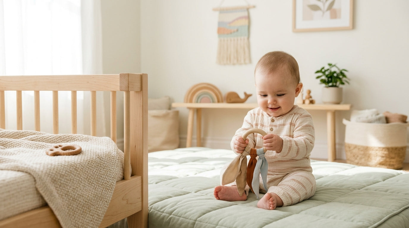 A tired father looking at his smartphone while two toddlers play on the floor