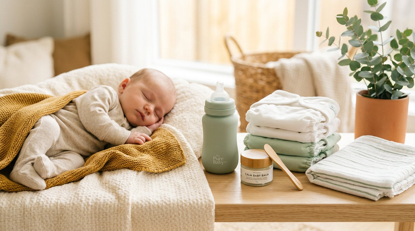 A tired dad inspecting a baby diaper under a smartphone flashlight.