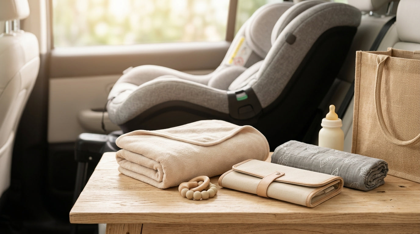 Mom installing a rear-facing infant car seat in the back of an SUV