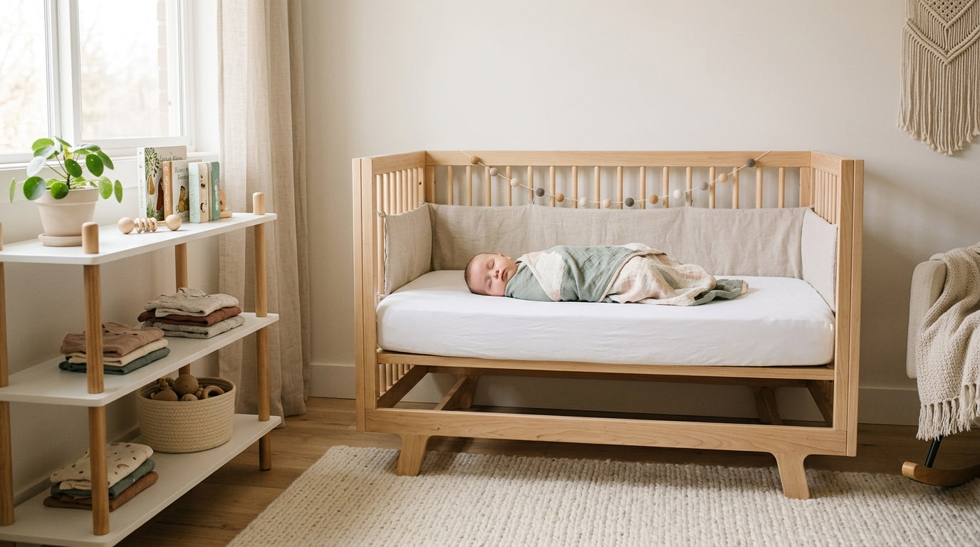 Tired mother sitting in a dark nursery looking at her phone