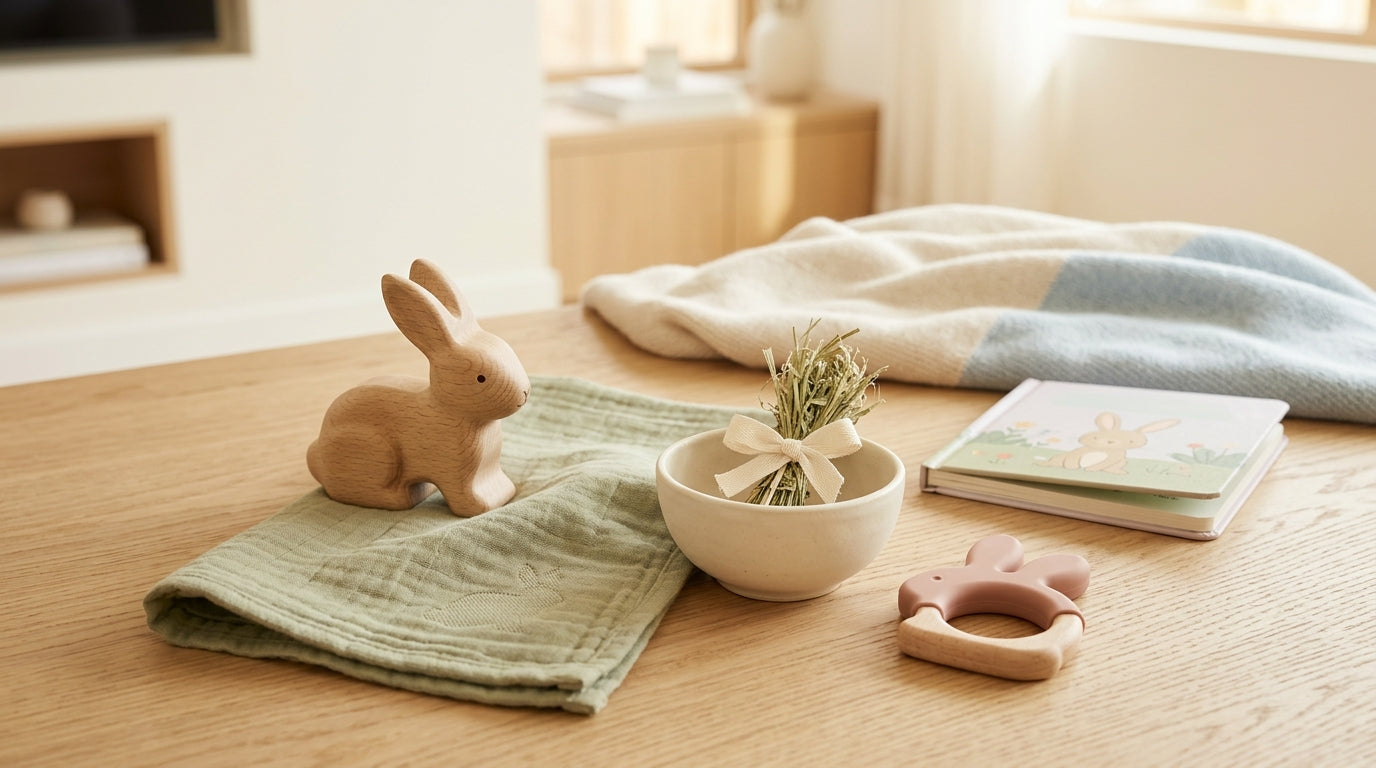 A muddy shoebox holding a nest of wild baby bunnies on a messy kitchen counter