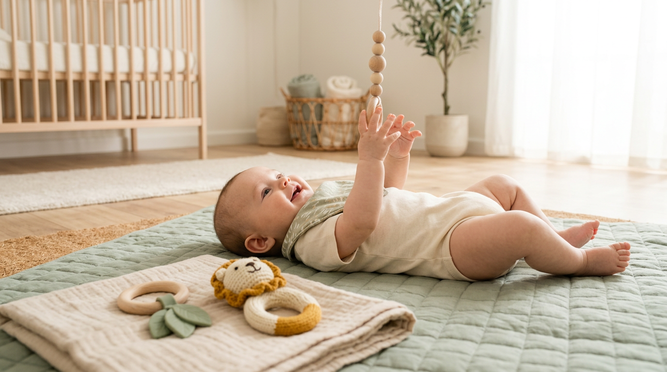 Sleep deprived British dad holding twin babies in organic cotton
