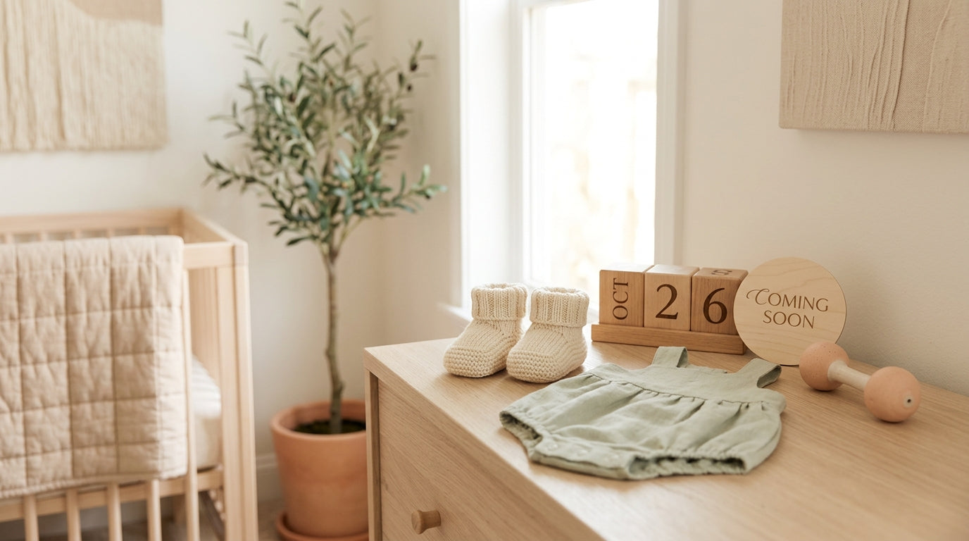 Pregnant mother packing a hospital bag with newborn essentials