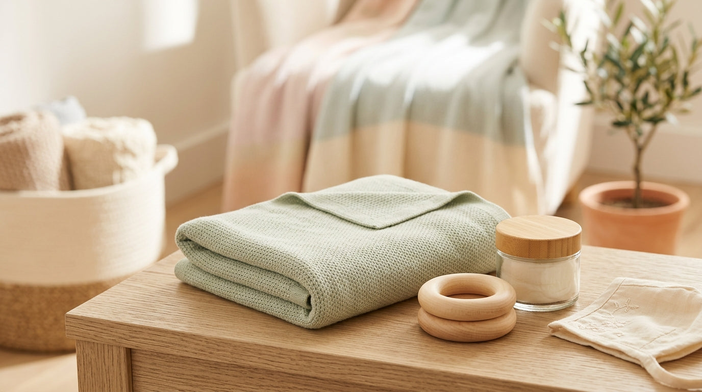 Marcus looking exhausted while holding a spreadsheet about mosquito repellant and a baby bodysuit.