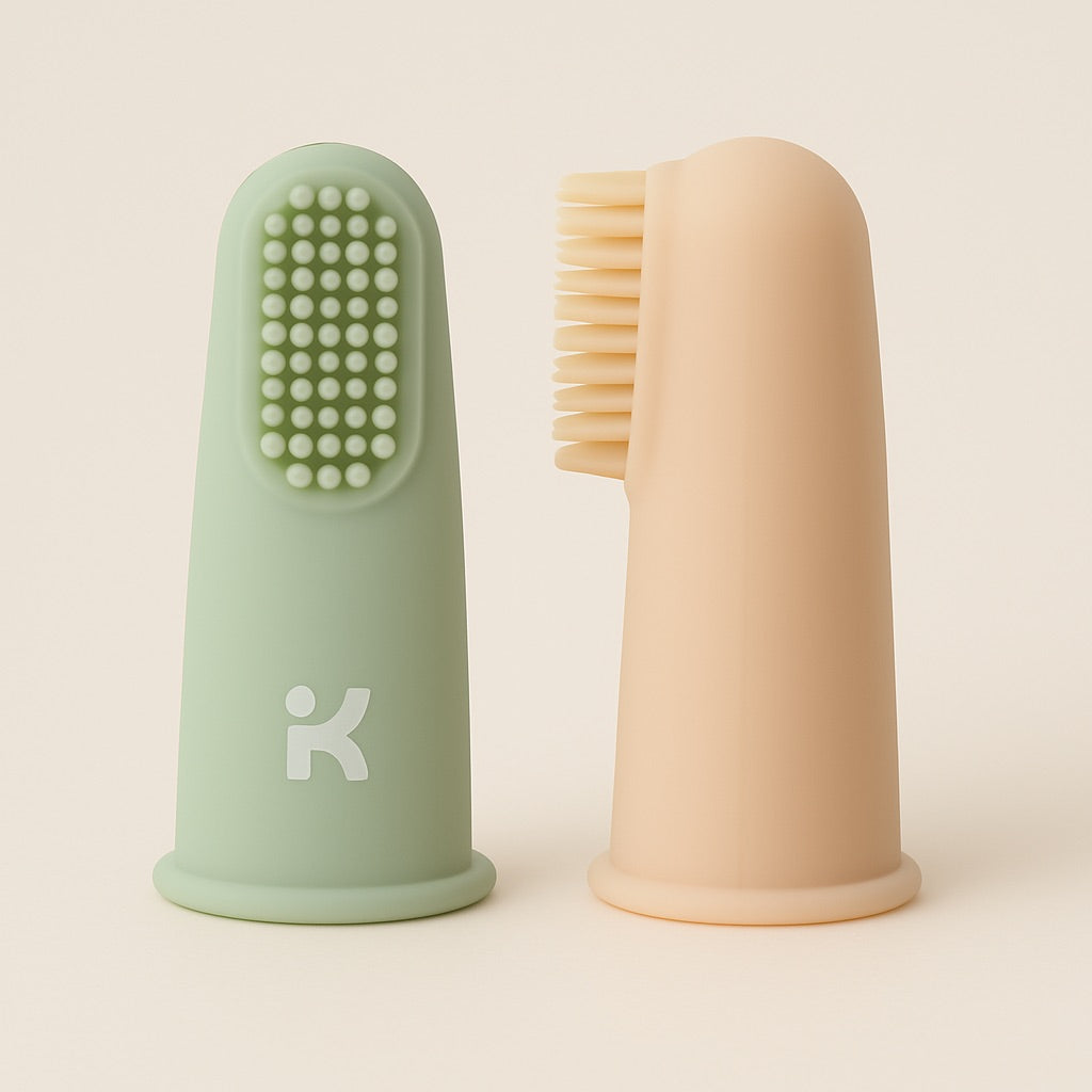 lemon yellow silicone baby finger toothbrush set with soft bristles and ergonomic design