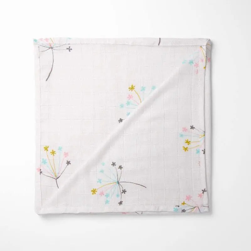 cream bamboo baby blanket with colorful flower pattern, organic and breathable for sensitive skin