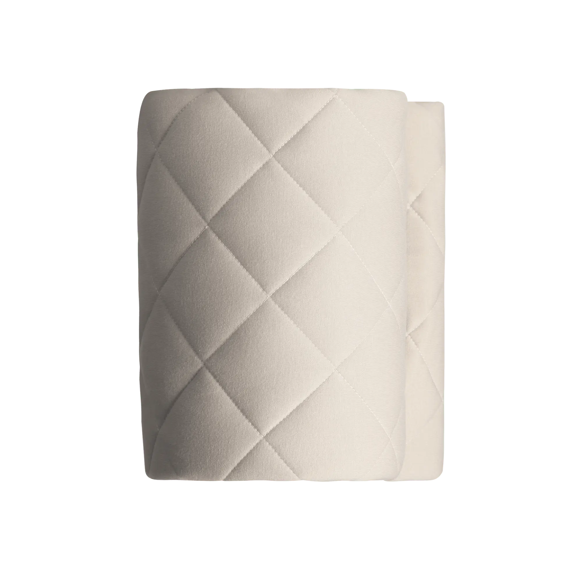 detailed view of cream round baby play mat showing quilted pattern and premium stitching