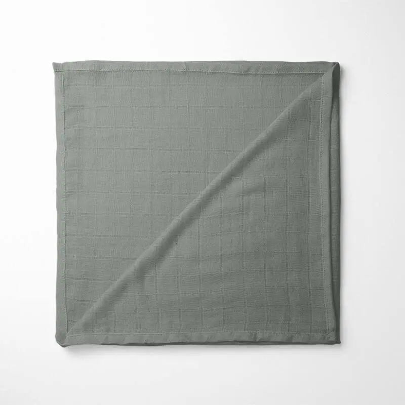 folded dark gray bamboo baby blanket showing neutral color and soft grid texture, suitable for any nursery