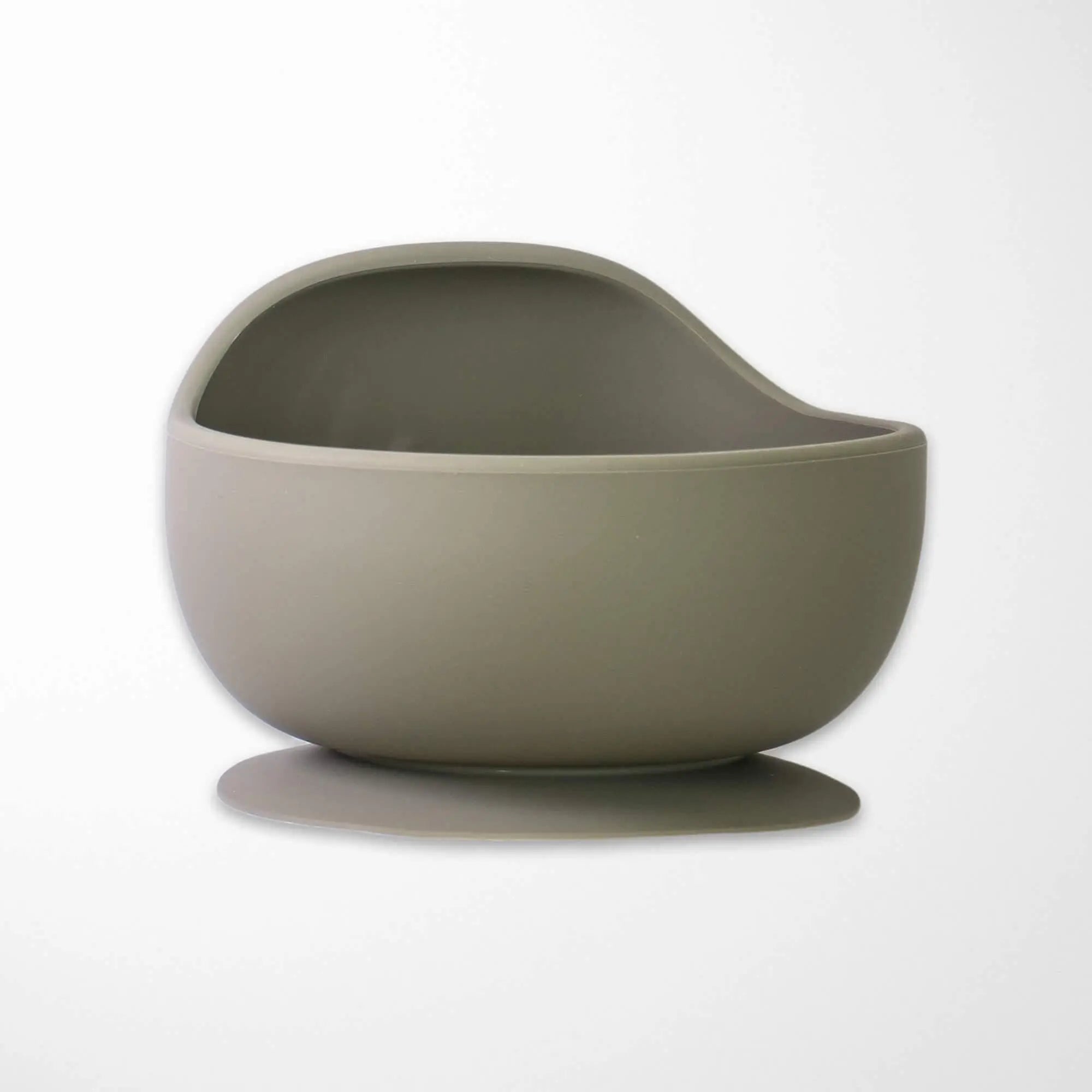 sage green baby bowl with strong suction grip, made from premium food-grade silicone for safe and secure mealtimes