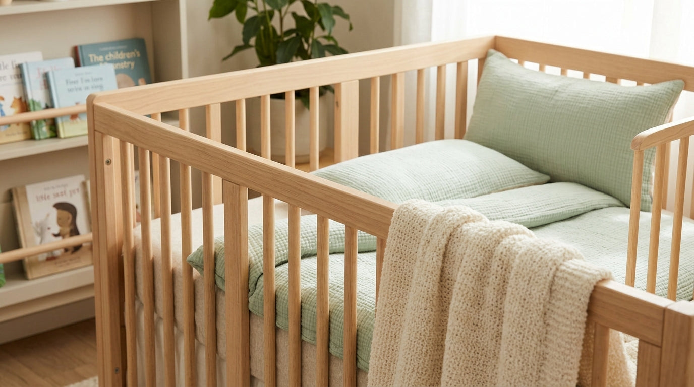 Jess holding a cold cup of coffee while doomscrolling on her phone in a messy nursery