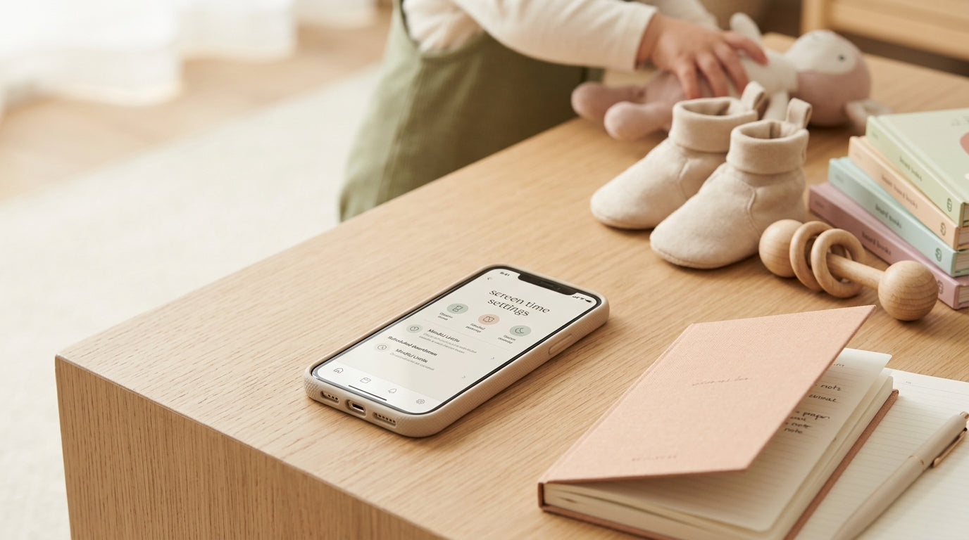 A spilled cup of coffee next to a locked tablet on a kitchen floor