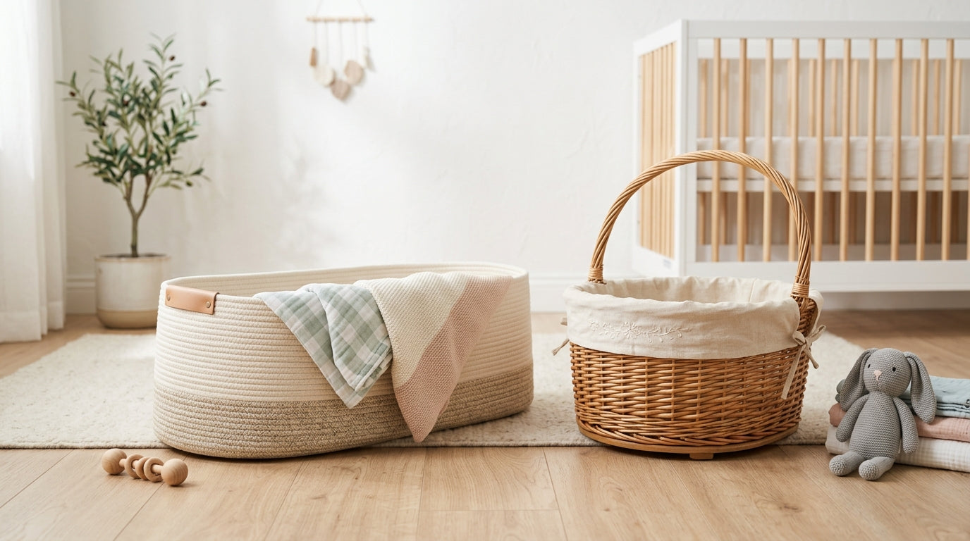 London dad surrounded by nappies in a makeshift living room baby basket