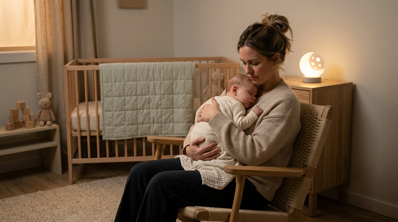 A deeply tired father doing a desperate midnight sway in the kitchen