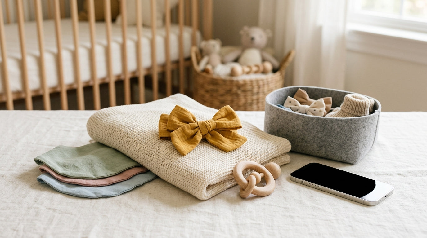 Twin toddler girls playing a video game while wearing organic cotton clothing