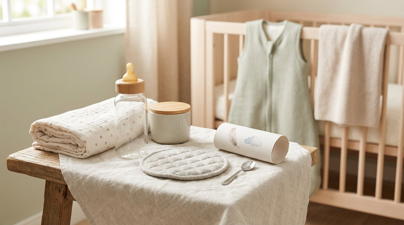 Tired mom checking her crying baby after a bottle feed