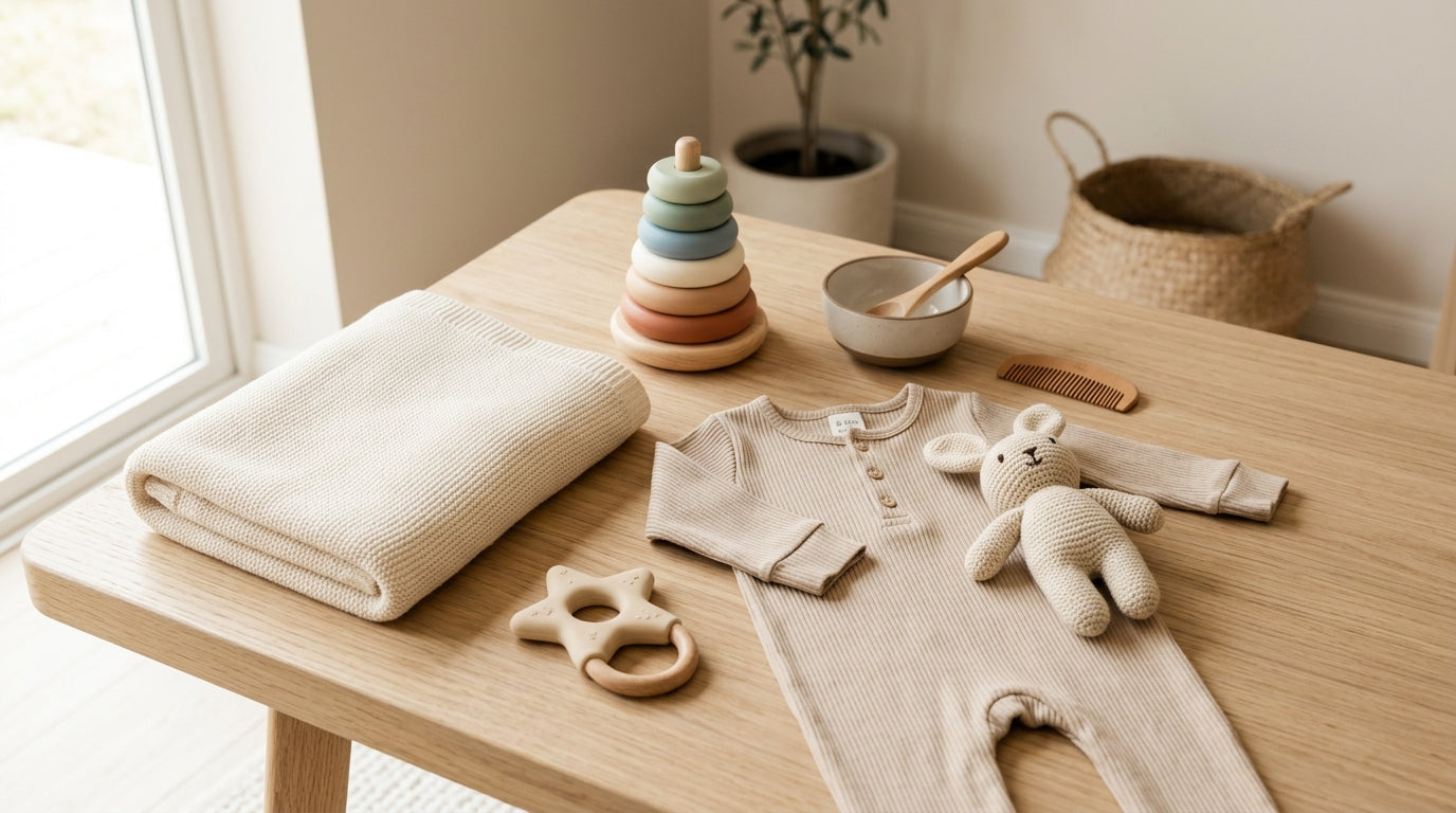 Toddler mid-tantrum on a living room rug next to a plush teething toy
