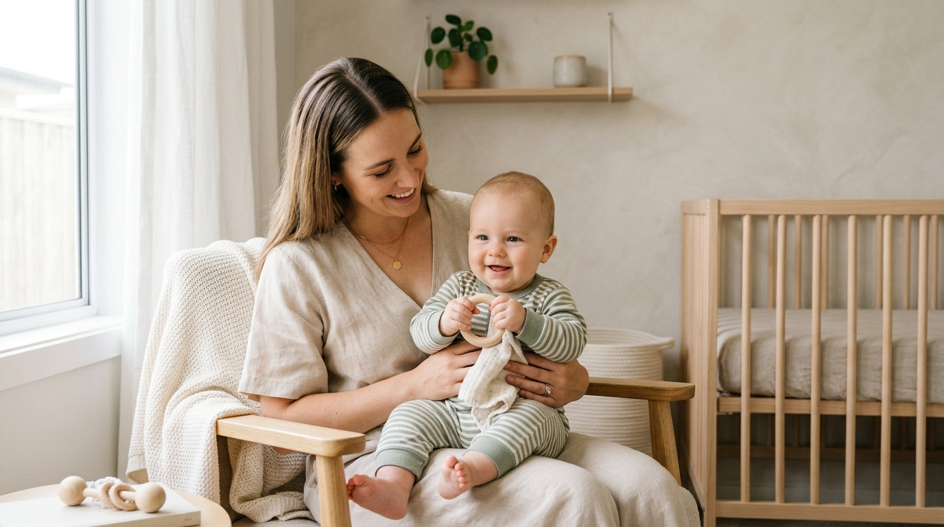 Dad holding twin babies safely in the water without neck floats