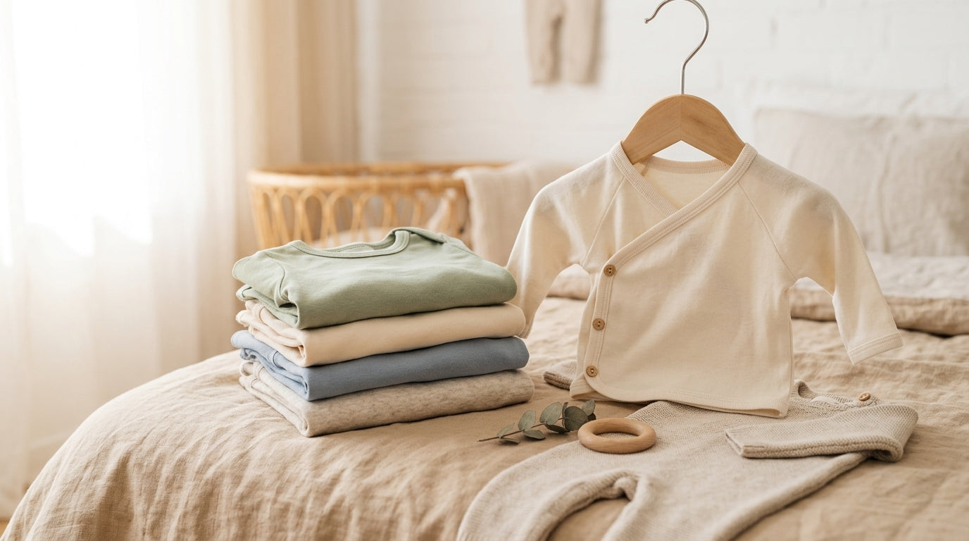 Baby in a ribbed organic cotton shirt sleeping on a playmat