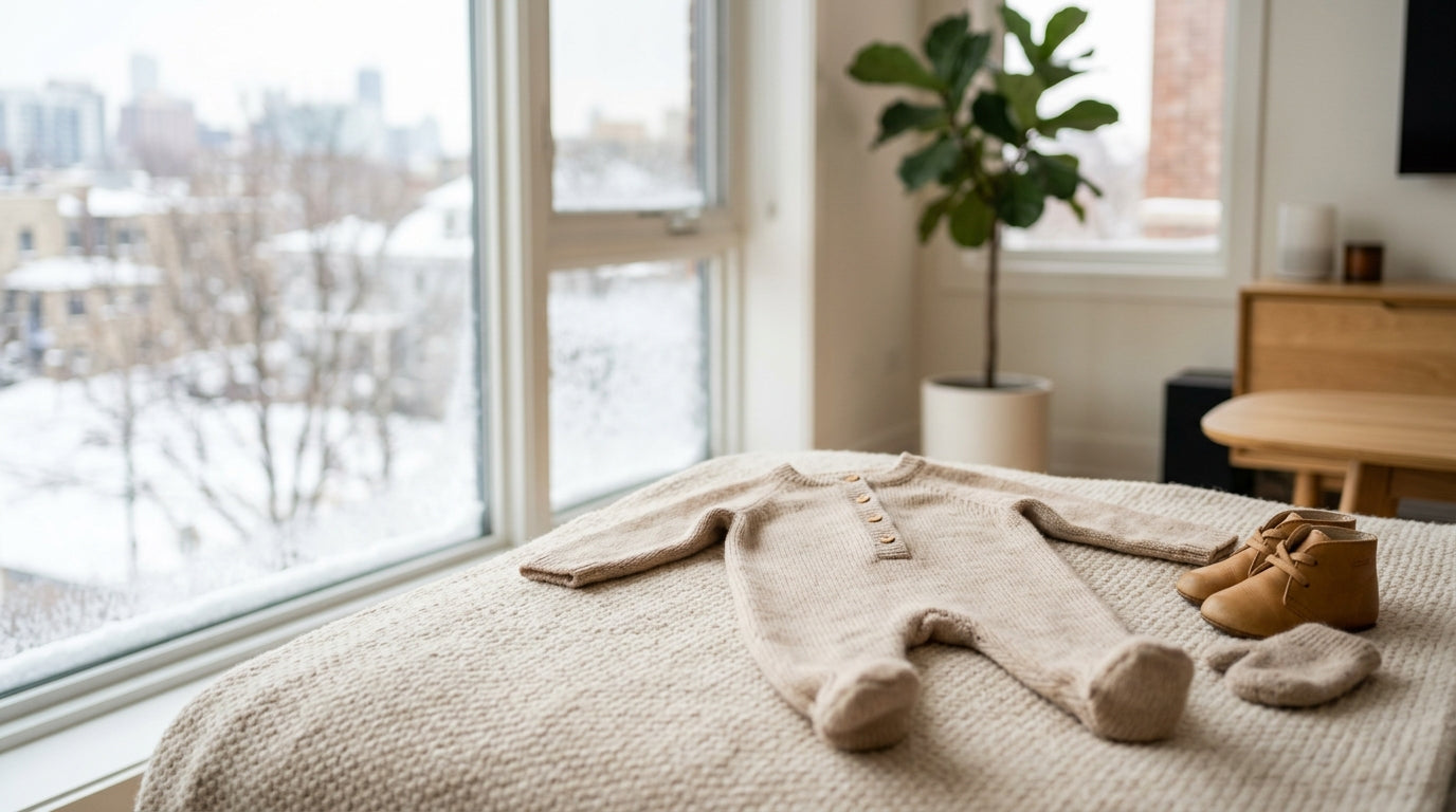 Toddler wearing a merino wool base layer and sleeping comfortably