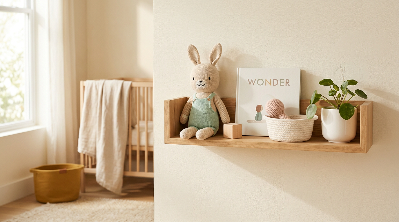 A toddler holding a soft stuffed dog while sitting on a playmat