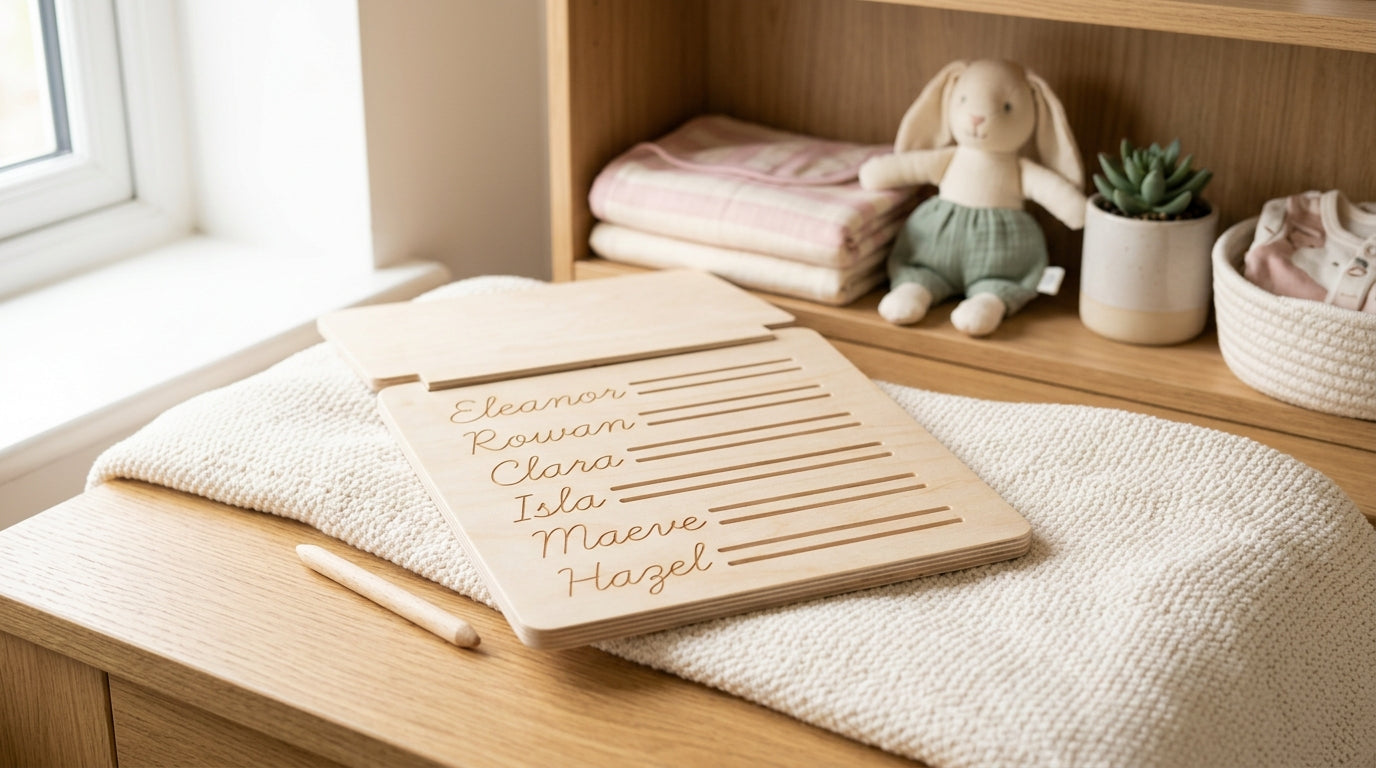 Exhausted mom staring at a baby name book on hospital bed