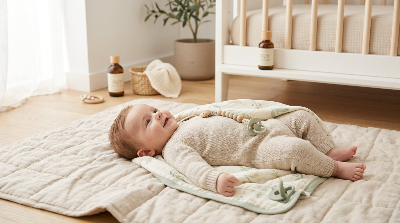 Exhausted dad staring at baby bottles while trying to troubleshoot infant reflux