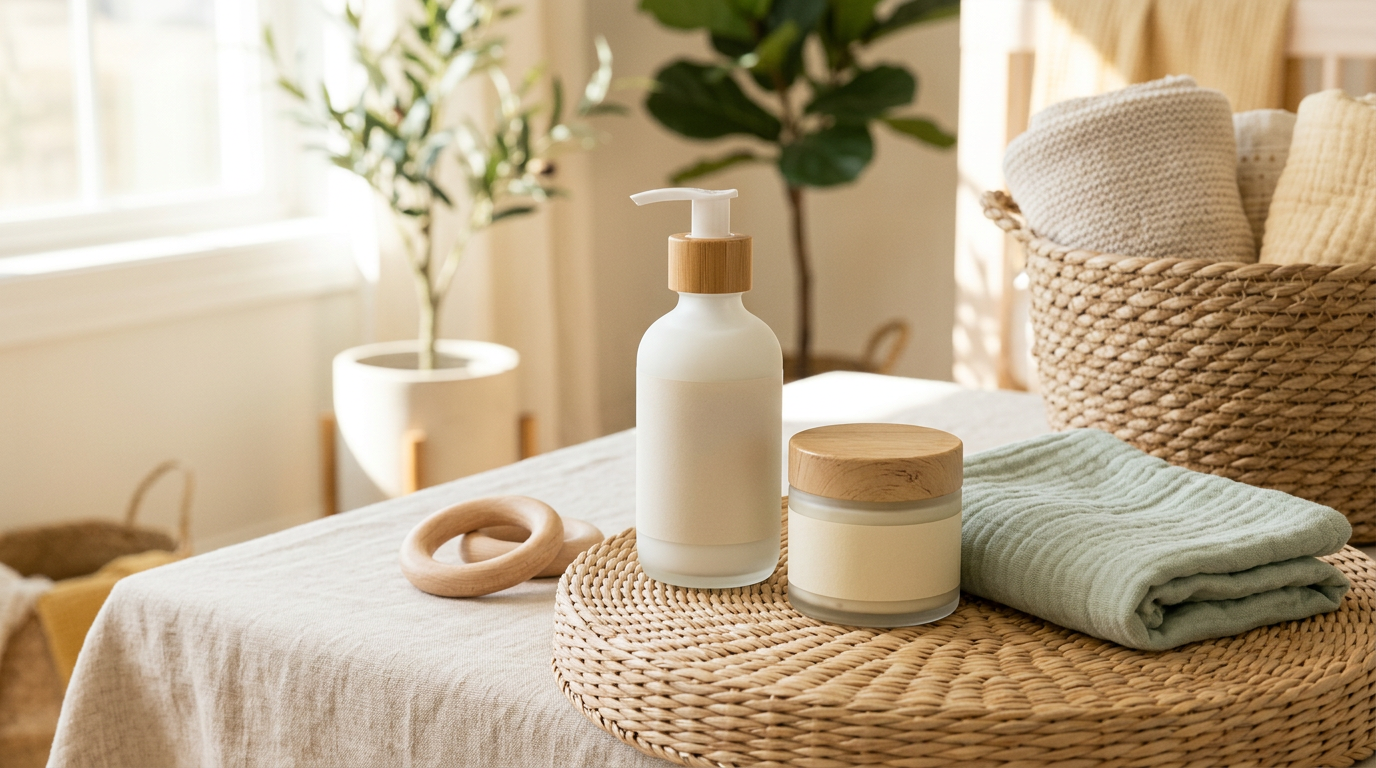 A messy tube of baby face cream sitting next to a half-empty coffee mug