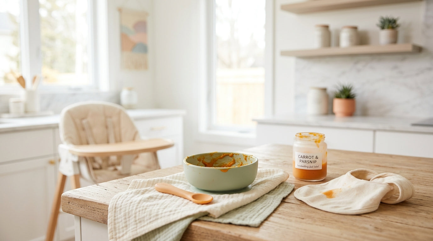 Tom's messy London kitchen while testing the best baby food maker for his twin girls