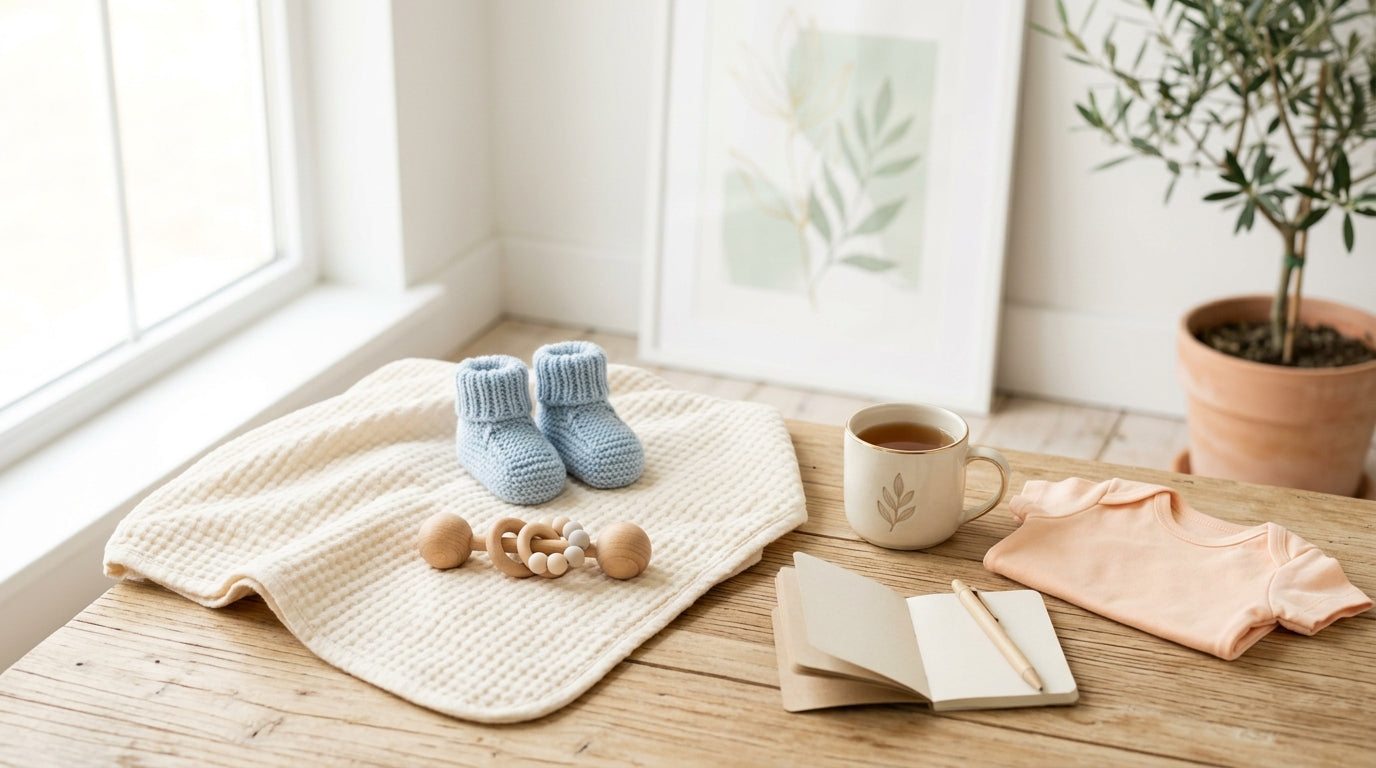 Tired mom sitting on nursery floor looking at phone in the dark