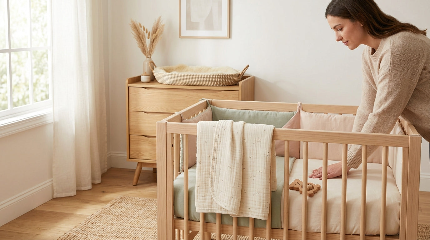 Marcus looking stressed at a smartphone with baby toys scattered on the floor