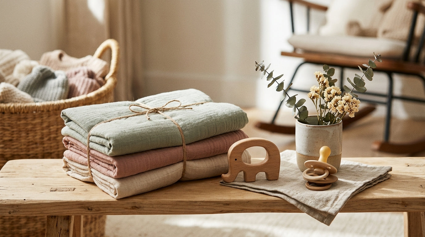 Mom holding her toddler outside safely near a parked truck (max 125 chars)