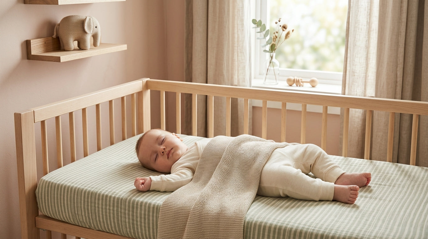 Madison beer yes baby track playing on phone next to a sleeping baby