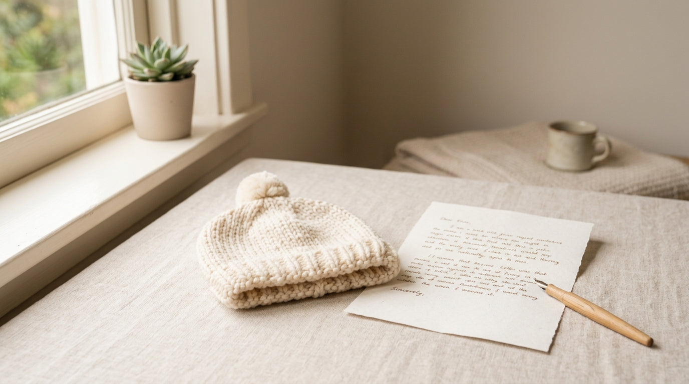 Vintage 1990s stuffed bear sitting next to modern organic baby toys