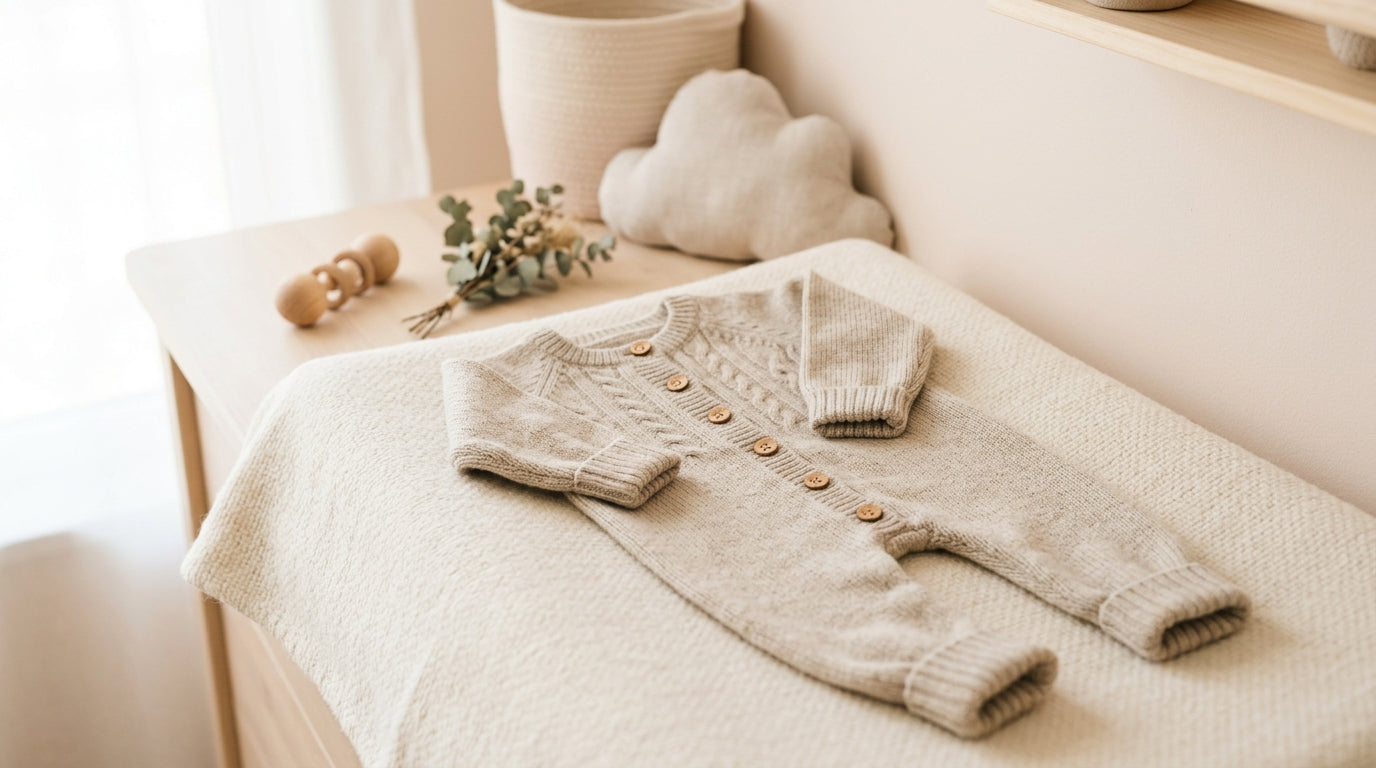 Dad holding twin girls wearing knitted onesie sweaters in a London park