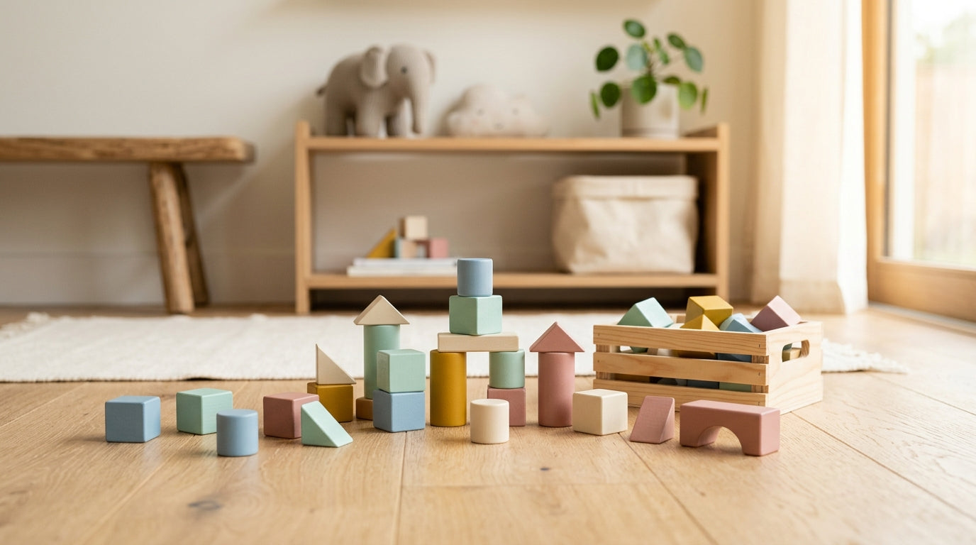 A tired dad staring at colorful plastic building blocks scattered across a rug