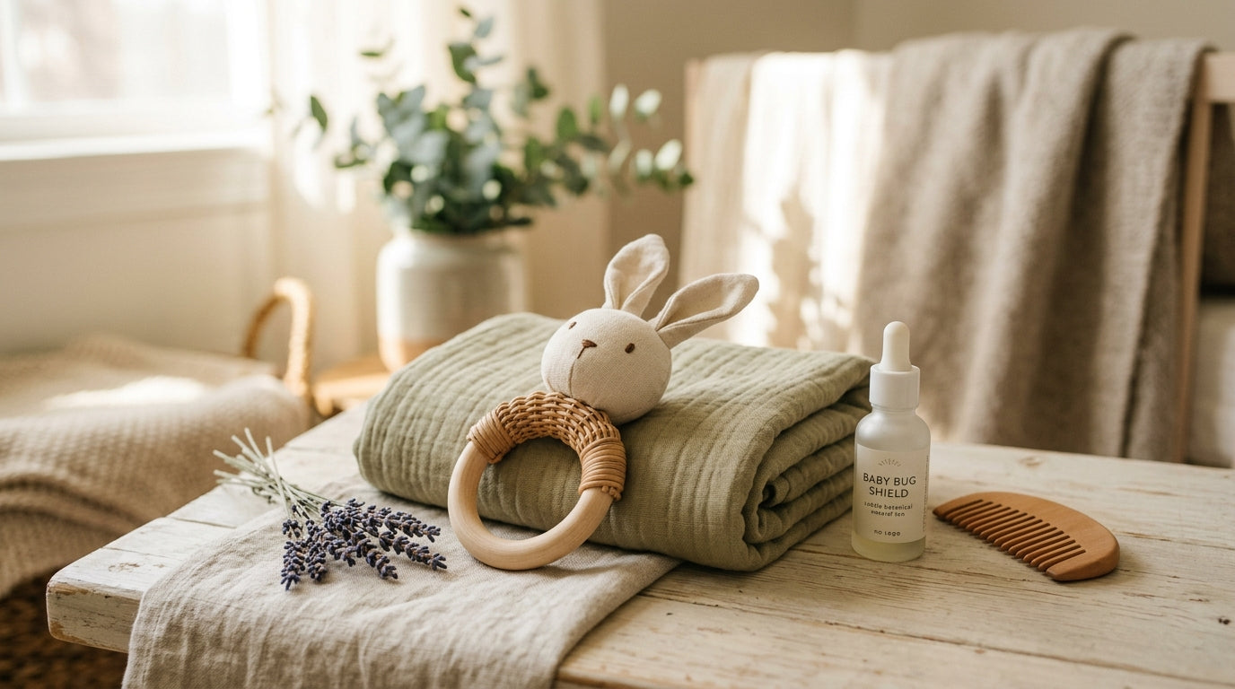 Mother applying safe insect repellent to her toddler at the park