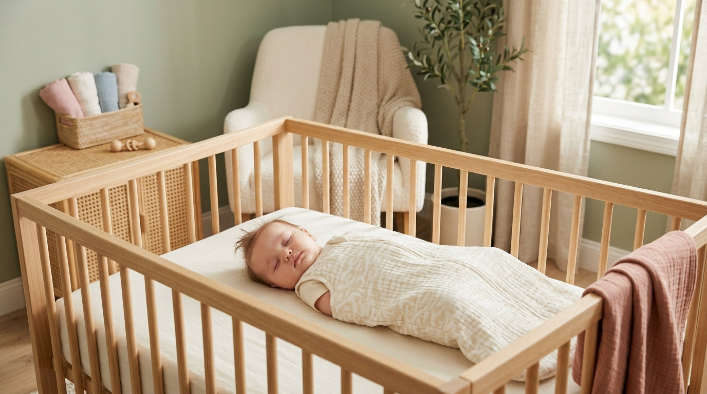 A messy pile of folded organic cotton and bamboo receiving blankets on a nursery chair