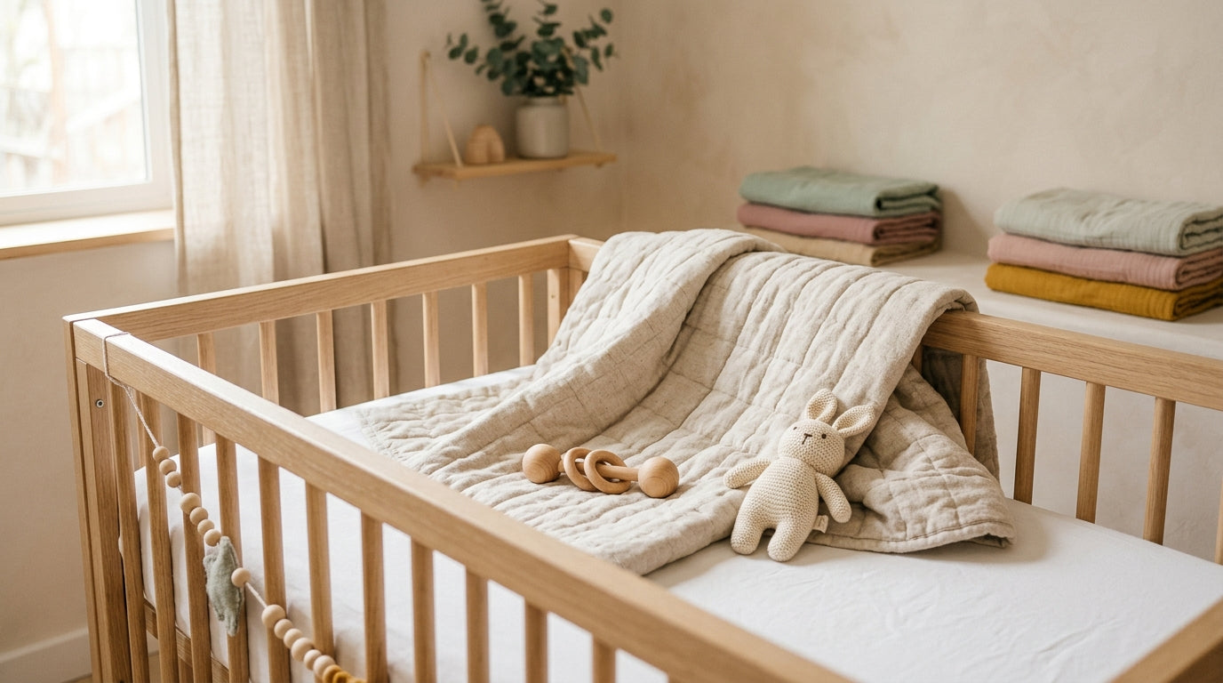 Stressed mom holding coffee while treating a toddler's scraped knee.
