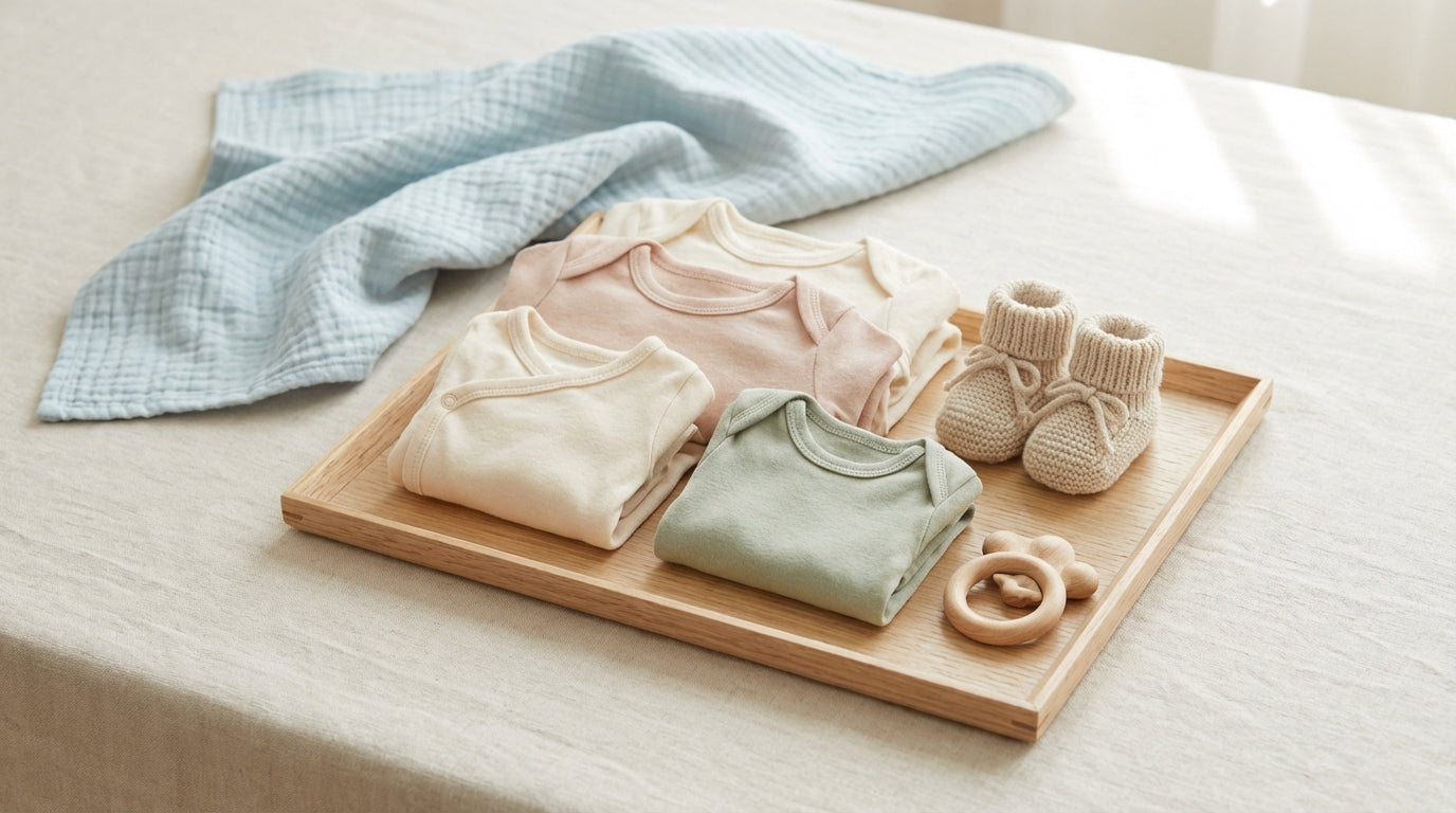 A tiny premature baby wearing an organic cotton side-snap bodysuit in the NICU