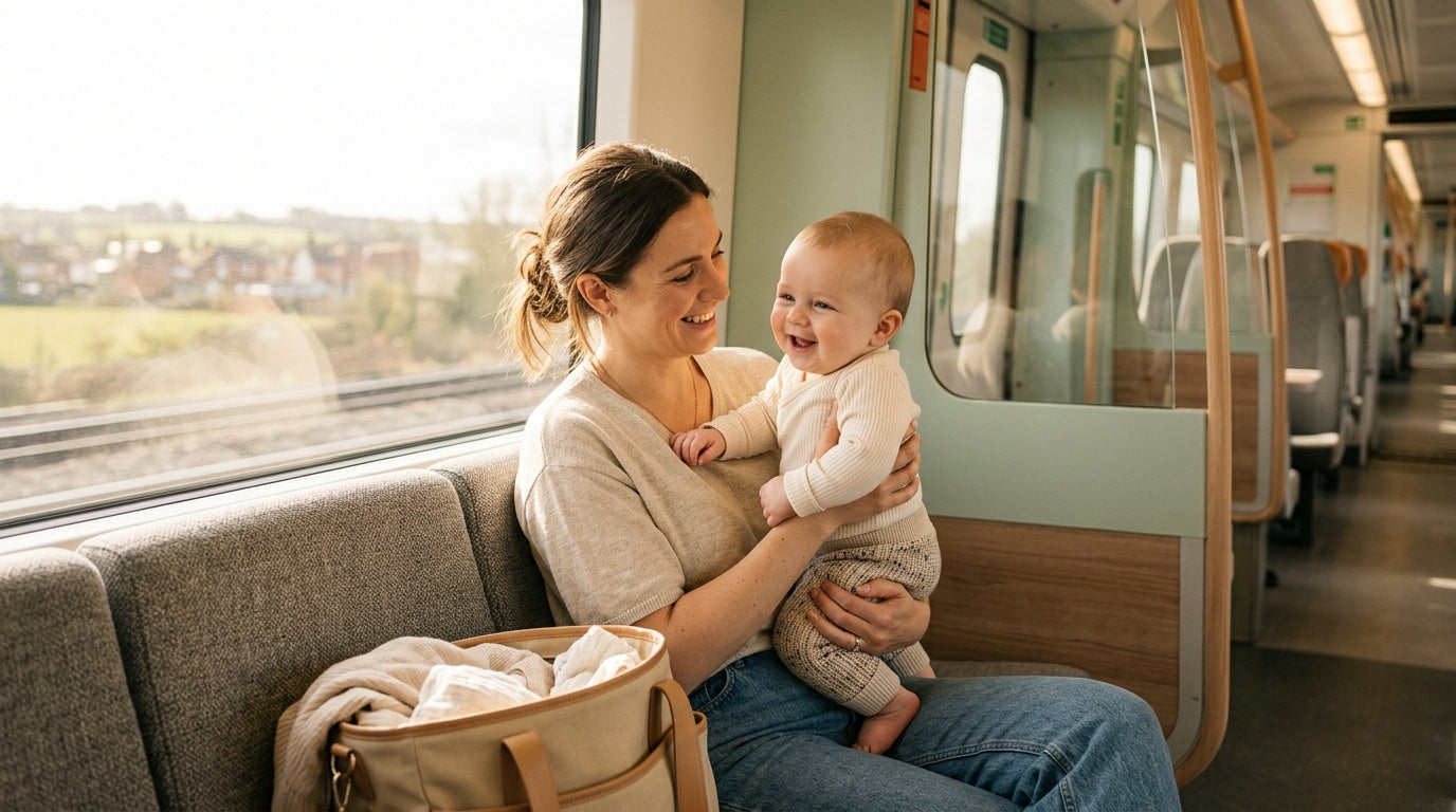 A frustrated dad looking at a baby bodysuit covered in mysterious stains