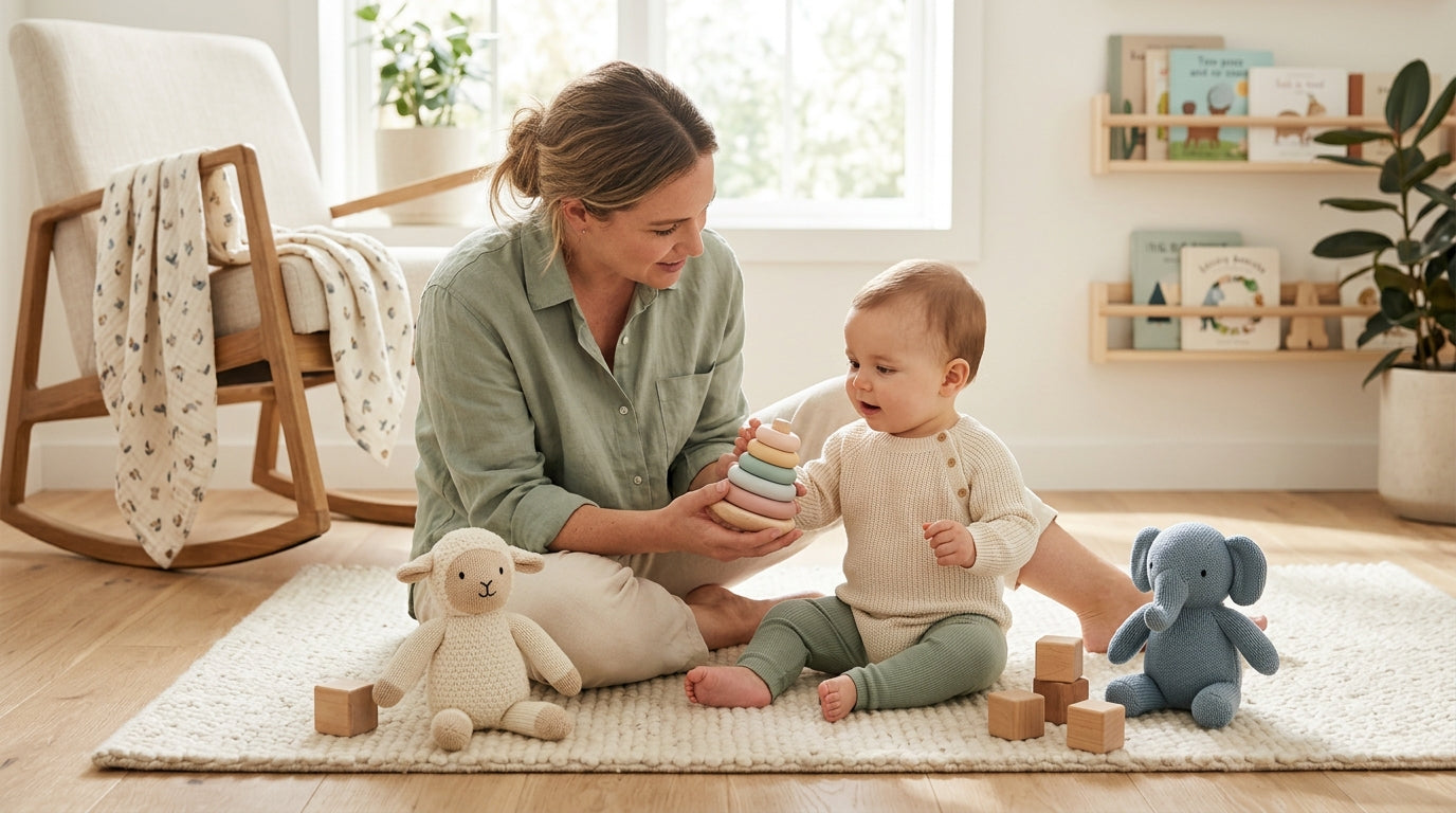 A tired dad trying to drink tea while twins dismantle the living room
