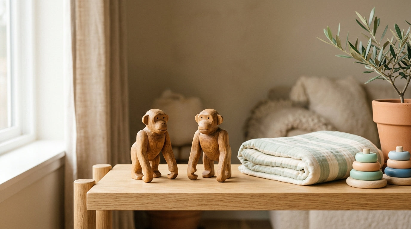 A tired father carrying twin girls in a park comparing their behavior to a wild primate