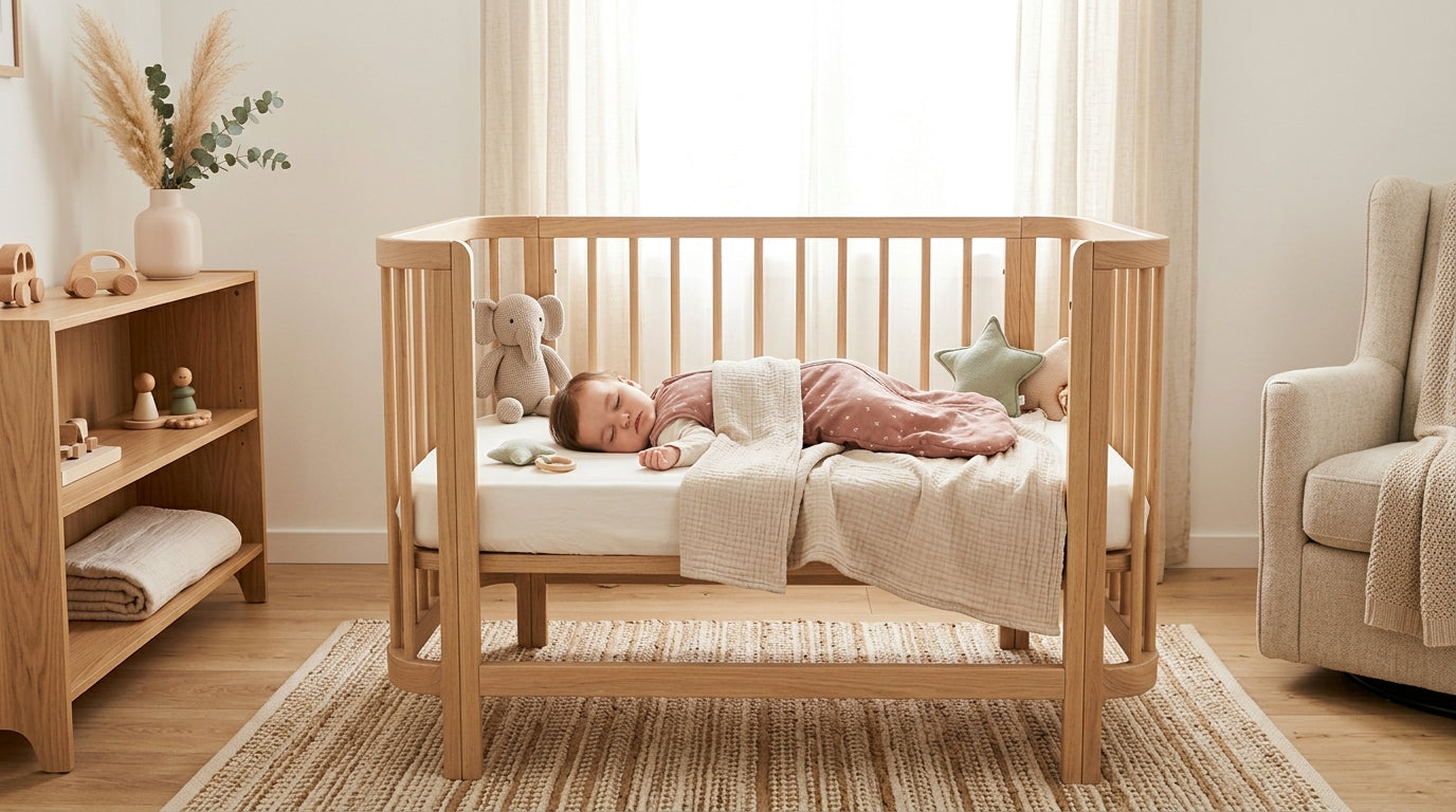 A tired dad looking at his phone in a dark nursery