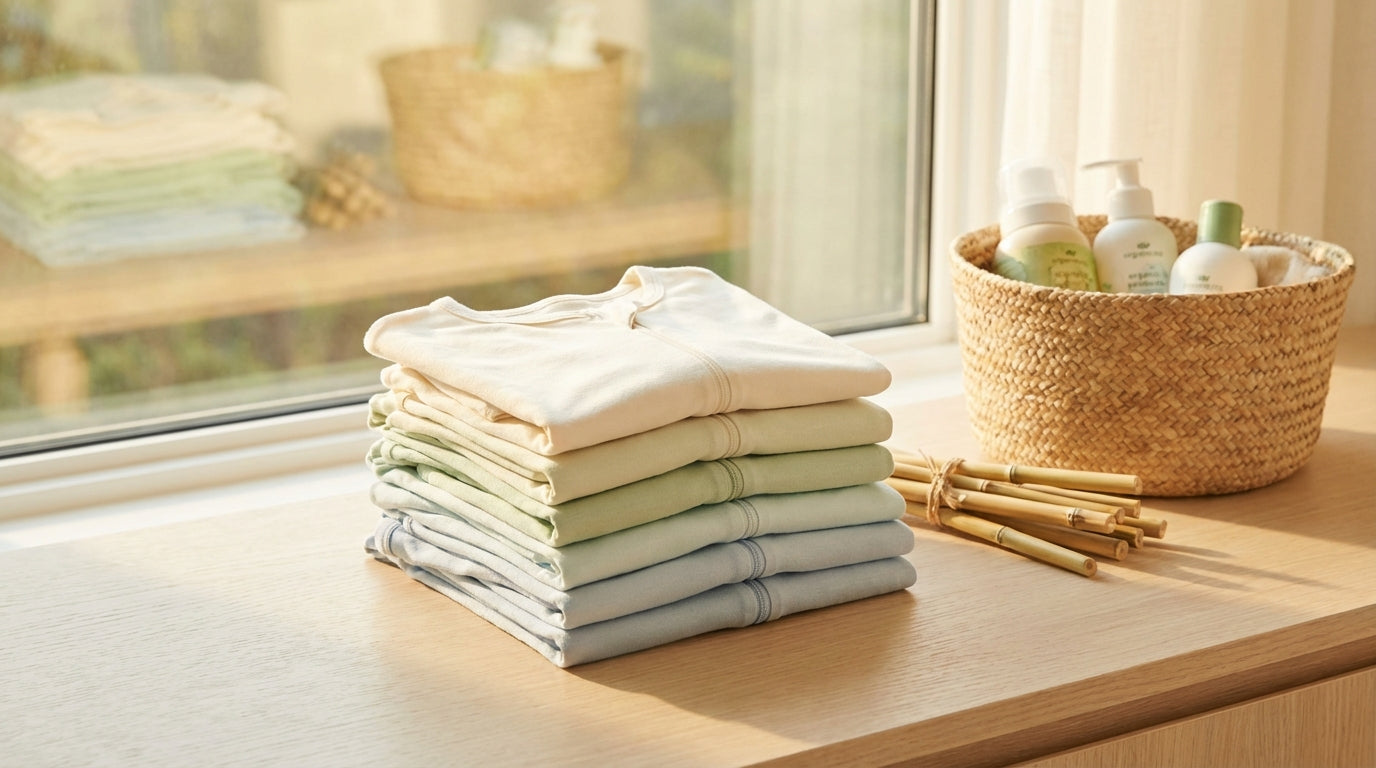 A toddler wearing snug-fitting bamboo pajamas sleeping comfortably in a crib