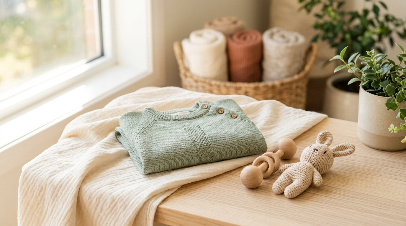A tired father staring at a complex plastic bouncing contraption while holding two identical screaming infants.